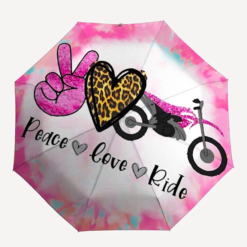 

1pc Peace Love Ride Sticker Folding Umbrella | Elegant Design, Fashionable Accessory, Durable Construction, Sturdy Ribs yy251107026