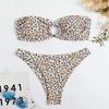 New three-point bikini print sexy babes two-piece swimsuit beach hot spring high-waisted swimsuit