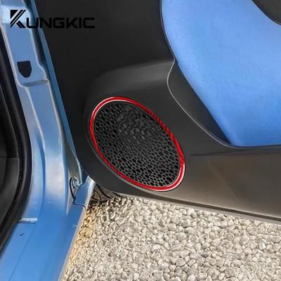 Prawdziwa miękka naklejka z włókna węglowego do Fiat Panda 2003 2004 2005 2006 2007 2008 2009 2010 2011 LHD RHD Pierścień ozdobny głośnika drzwiowego