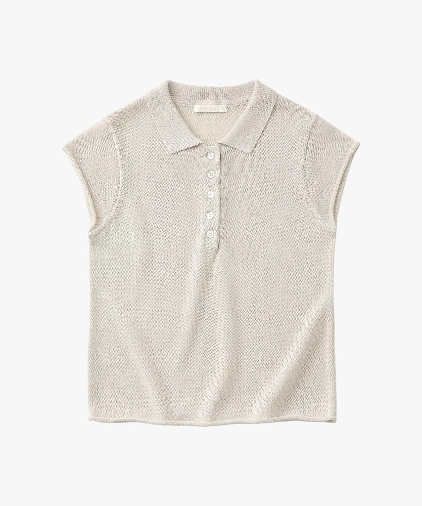 SUARE WOMEN Paper Collar Half Knit Sand Beige