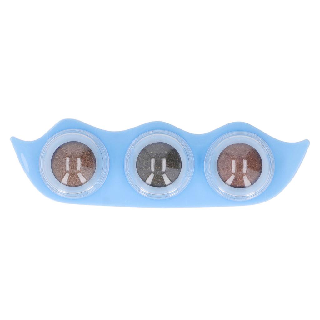 Catnip Balls Rotatable Teeth Cleaning Interactive Pea Shape Kitten Licking Toy for Chewing Indoor