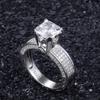 Foreign trade new classic atmosphere square zircon ring ladies platinum wedding jewelry
