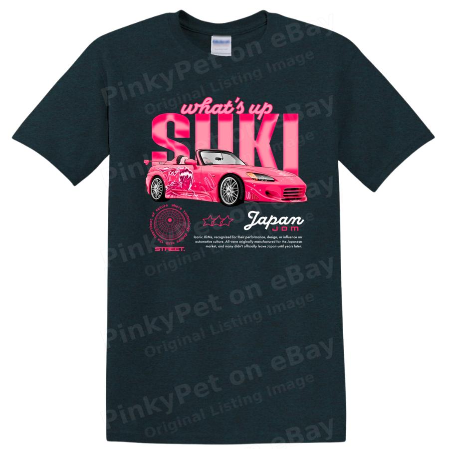 Pink Car Graphic T Shirt Cool Suki Design Casual Tee for Car Enthusiasts