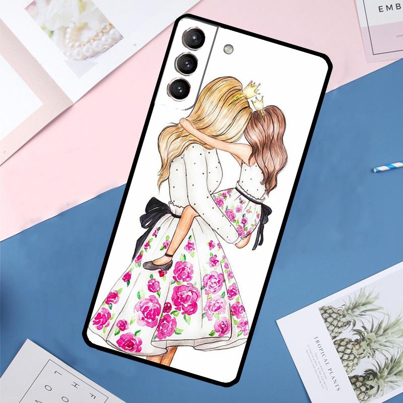 Beautiful Mother Daughter Son Case For Samsung Galaxy S25 Ultra S21 S22 S24 S23 Ultra S9 S10 Plus S21 FE S25 FE Back Cover