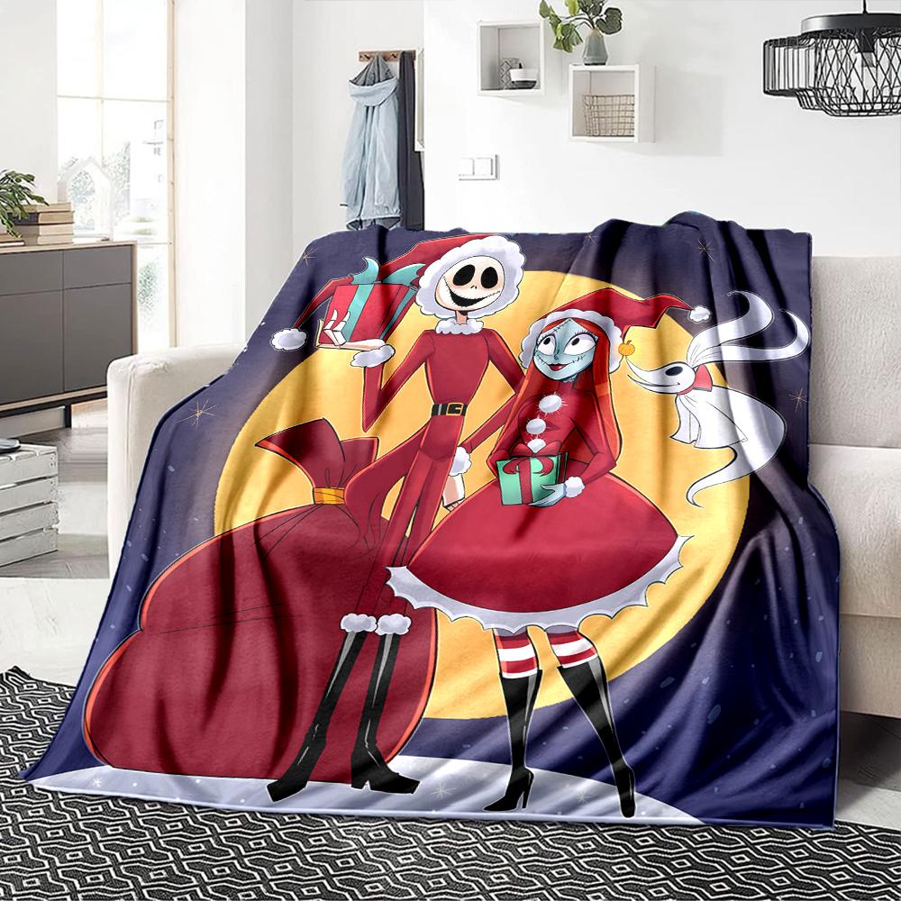 1Pc Christmas Nightmare Before Christmas Blanket Soft Throw Blanket For Home Bedroom Bed Sofa Travel Office Solid Christmas Blanket