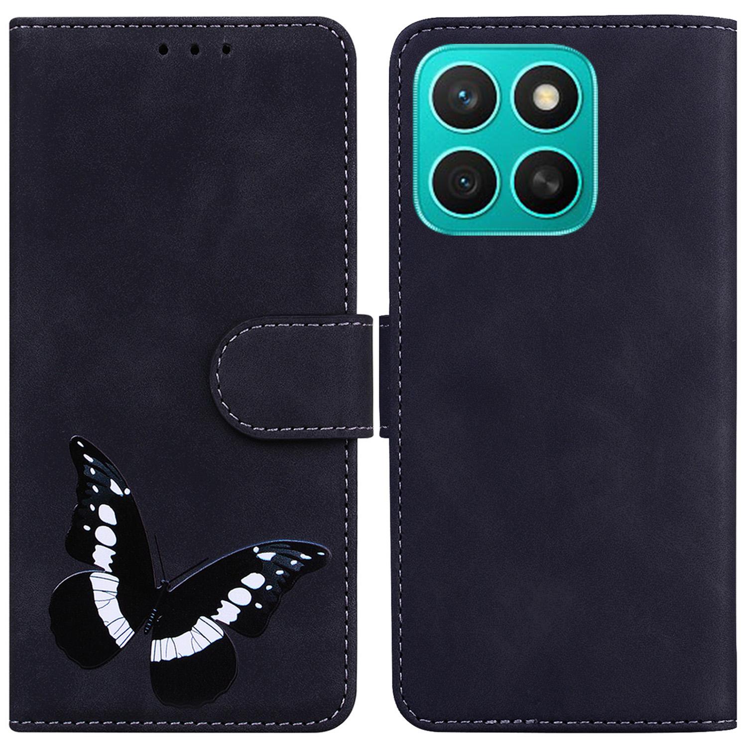 

For Honor X8c 4G Stand Case PU Leather Phone Cover Butterfly Printed F