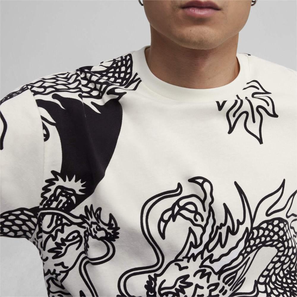 Puma X Staple Collaboration Ss24 Dragon Year Series Dragon Pattern Design Casual Loose Short Sleeve T-Shirt Men T-Shirts White 625097-65