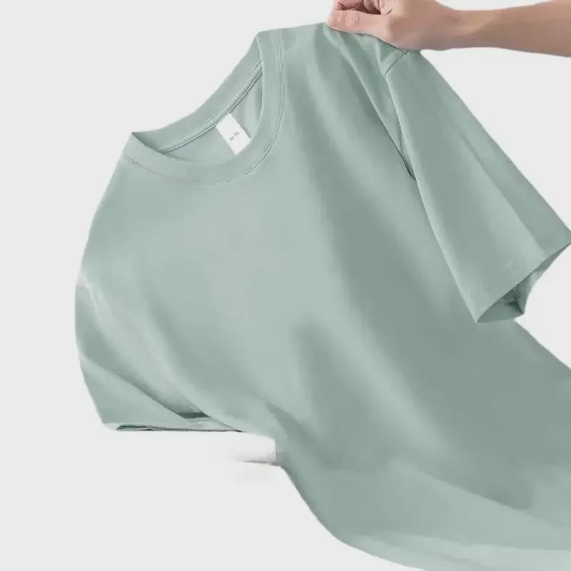 Pánské moderní luxusní ležérní volné tričko s krátkým rukávem a kulatým výstřihem