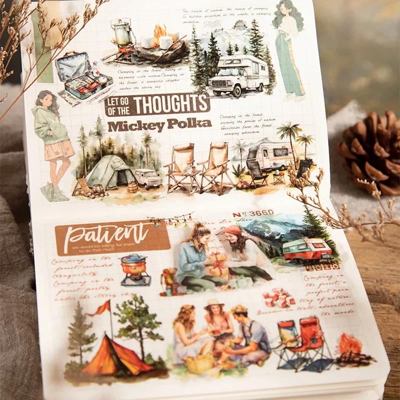 Mr. Paper,Forest Camping Character Theme Tape 200cm/roll for Collage Scrapbook Notebook Diary Decorative Stationery Stickers