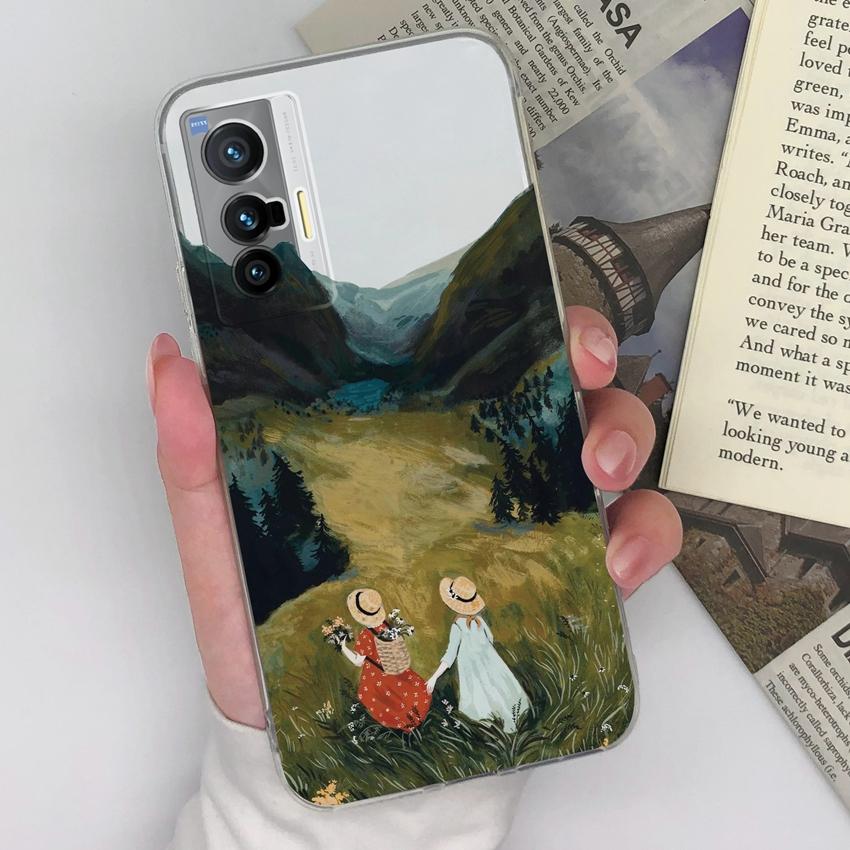 For Vivo X200S X27 X60 X80 X70 Pro Plus X21 Phone Covers Beautiful Forest Patterns Ultra Thin Transparent TPU Anti Fall Protective Shell For Vivo Case