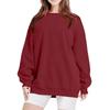 Unisex Crew Neck Long Sleeve Loose Fit Casual Top Solid Color Basic Sweatshirt Korean Fashion Pullover Blouse
