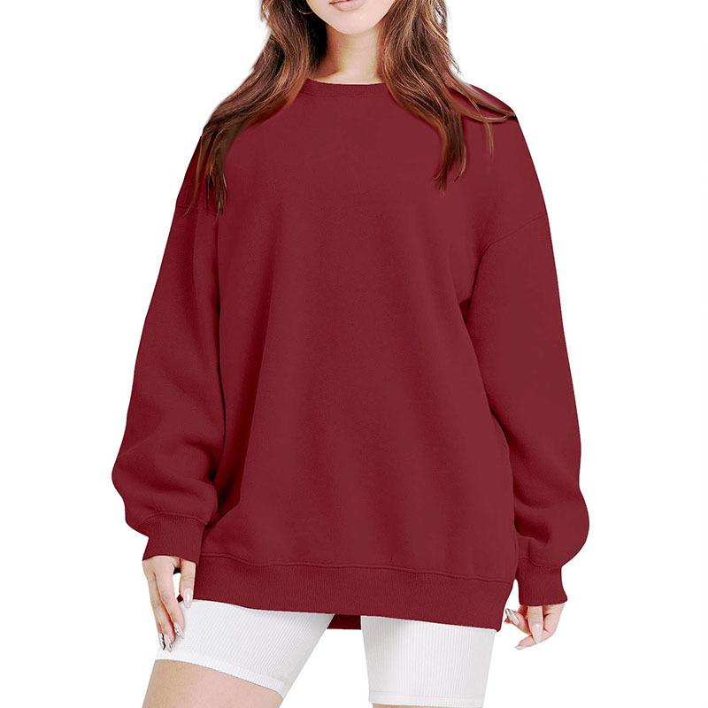 Unisex Crew Neck Long Sleeve Loose Fit Casual Top Solid Color Basic Sweatshirt Korean Fashion Pullover Blouse