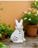 Easter Solar Lighted Bunny with Hollow Details for Lawn Garden Decoration Weather Resistant Resin Rabbit Ornament White