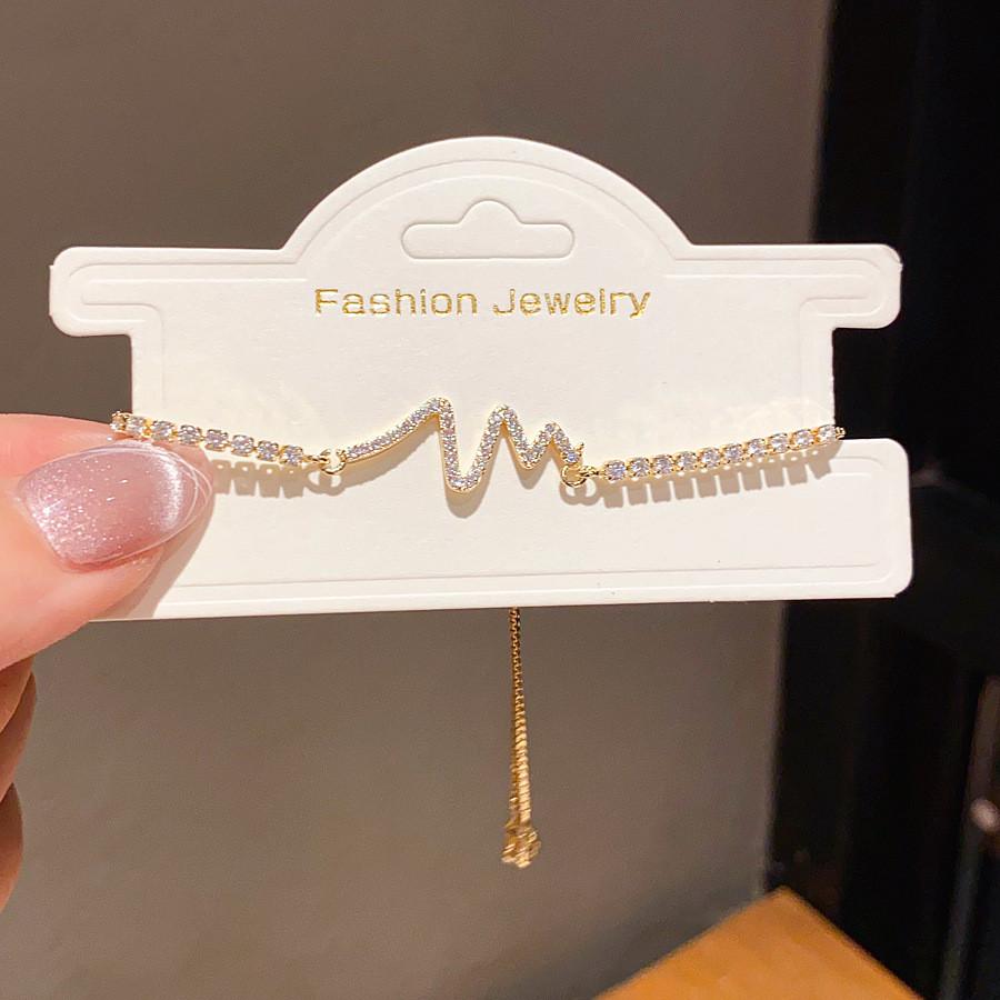 Zircon Heart Rate Design Shape Pendant Bracelet With Sparkling Stones For Womens Fashion Accessory