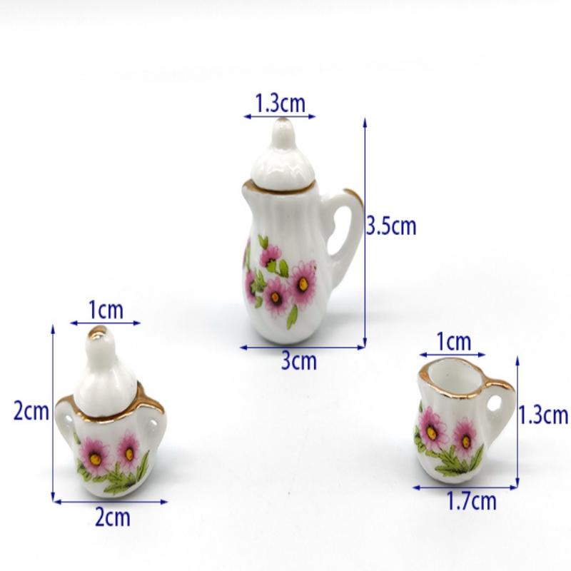 15Pcs Desk Top Mini Doll House Accessories Ceramic 7 Styles China Tea Cup Pocket Tea Set For Dollhouse Decor Kids Pretend Play