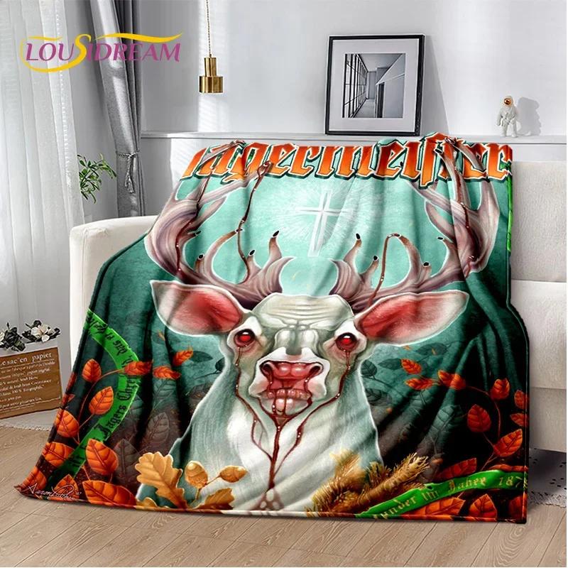 3D German Jaegermeister Logo Elk Soft Flannel Blanket for Beds Bedroom Sofa Picnic,Throw Blanket for Cover Outdoors Leisure Gift