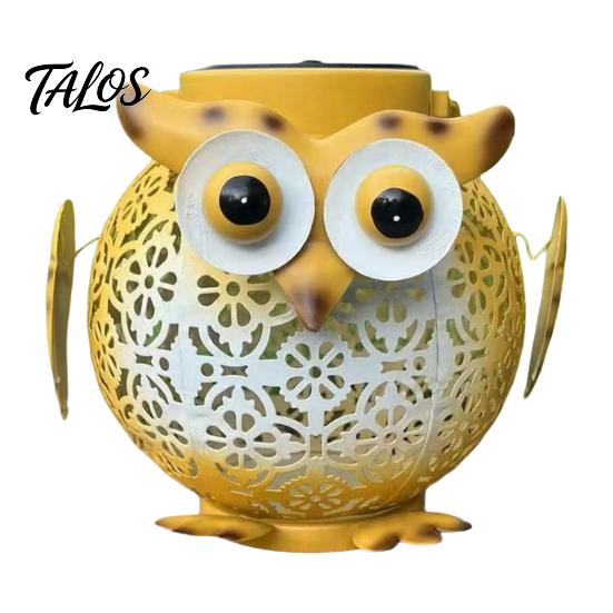 Metal Owl Solar Light, Outdoor Solar Owl Lantern, Waterproof Solar Powered Garden Light, Hanging Floral Owl Lantern for Patio Yard Porch B