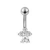Stainless Steel Zirconia Navel Ring with Inlaid Diamond