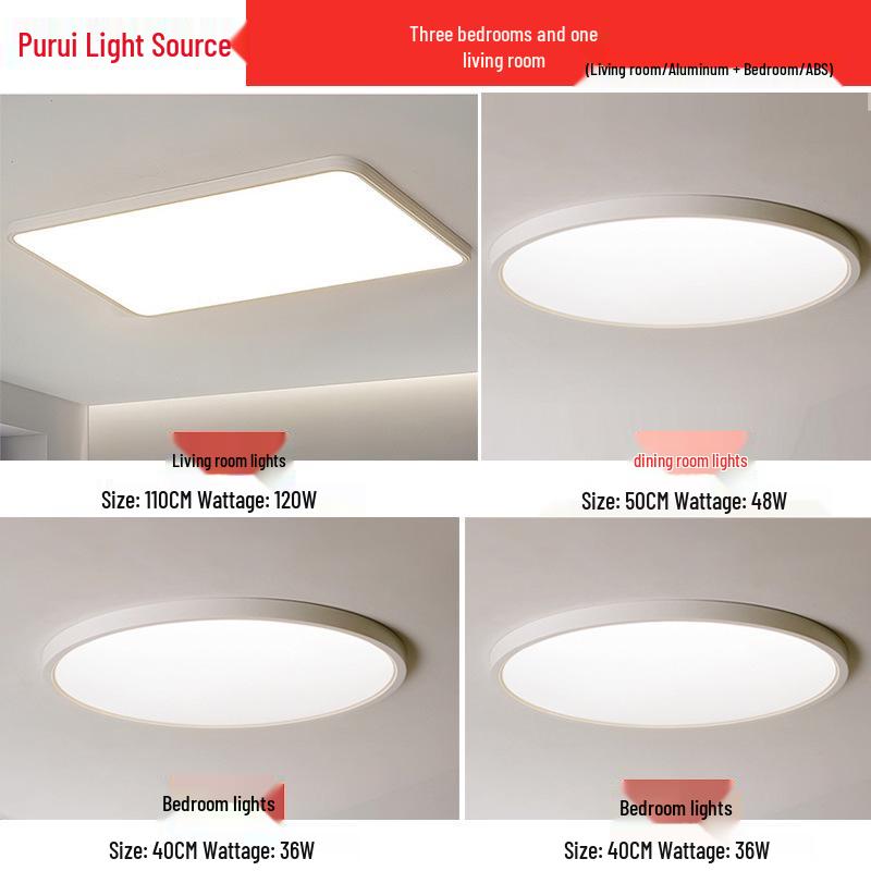 Ultra-Thin Minimalist Ceiling Light with Full Spectrum Eye Protection for Living Room or Bedroom