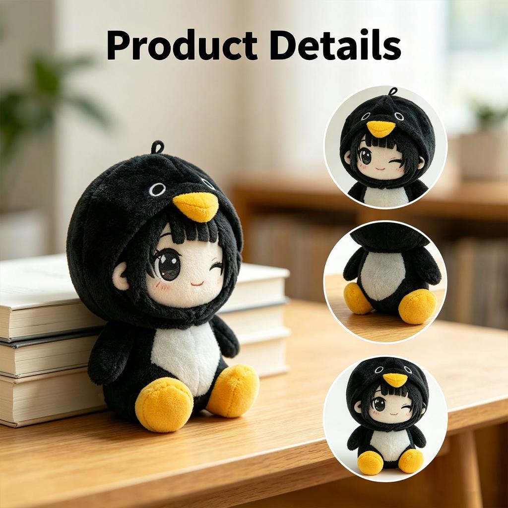 Plush Stuffed Animal Toy Soft Penguin Doll Huggable Figure for Kids and Adults Cuddly Plushie Collectible for Home Office Decor