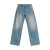 GREEN BELT Women's Blue Rhinestone Distressed Straight Jeans