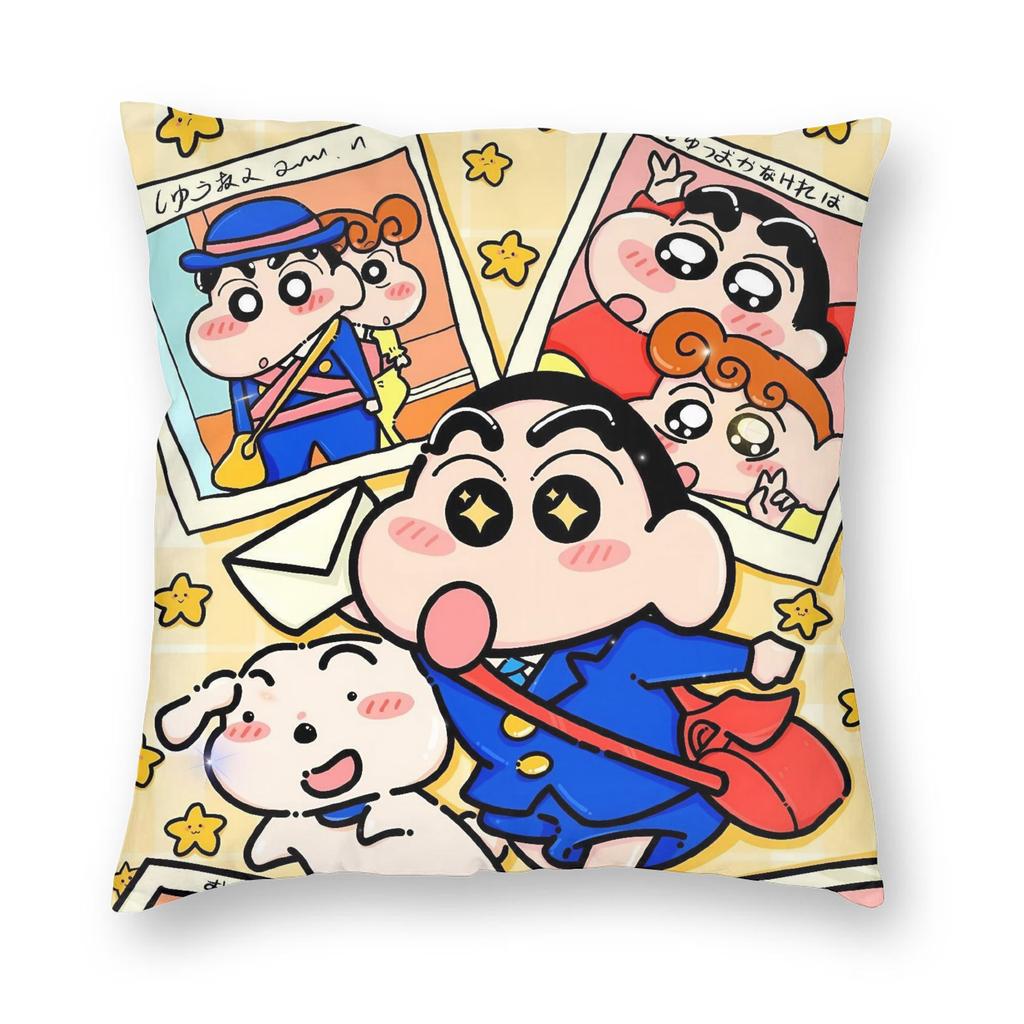 School Friends Crayons Shin-Chans Pillowcase Printed Polyester Cushion Cover Decoration Pillow Case Cover Seater Zippered 45X45