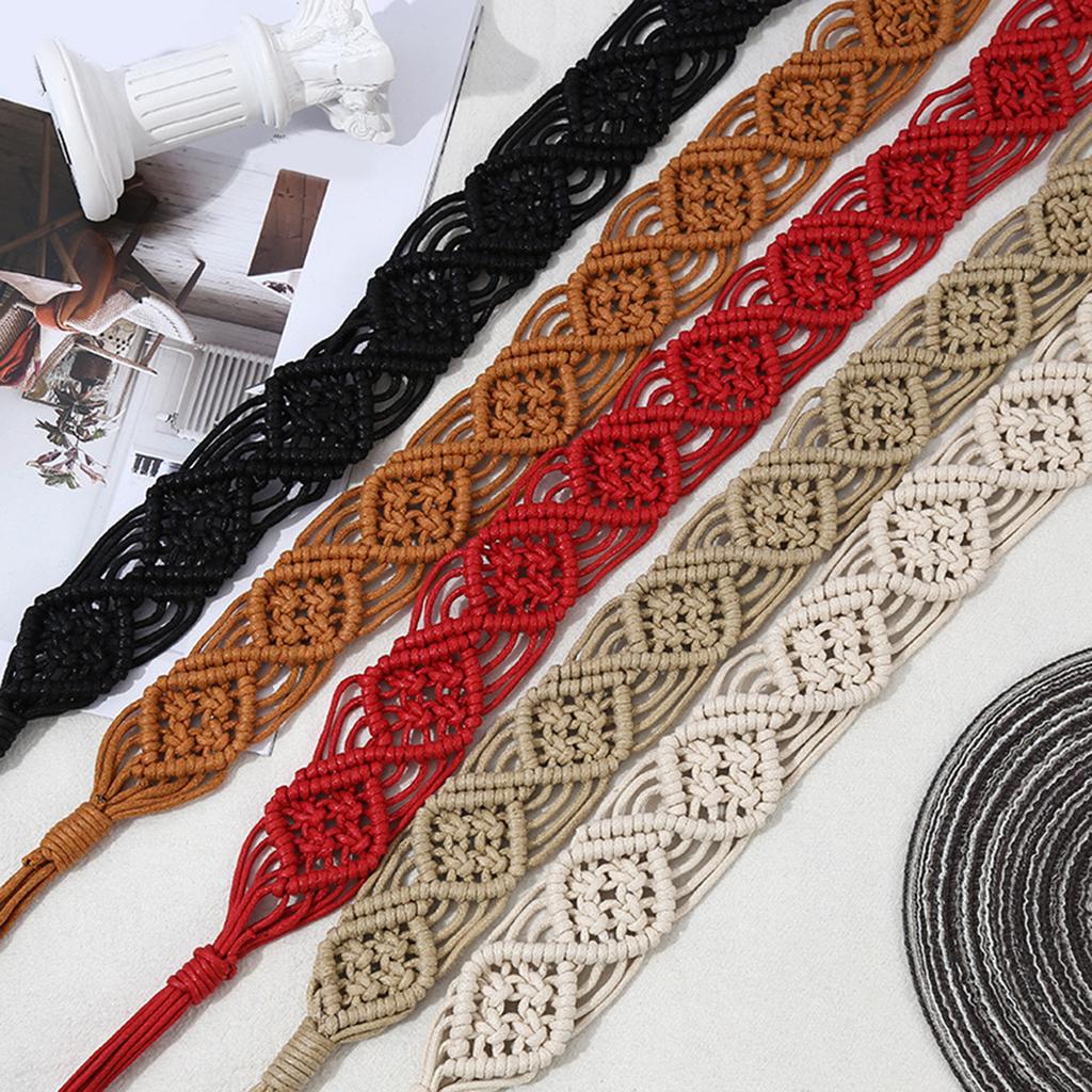 Women Decorative Wax Rope Belt Bohemian Fringed Belt Girl Dress Accessories Ethnic Waiststrap Female Waist Ornament