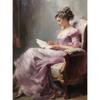 Vintage Read Elegant Girl Book Lovers Poster Women Portrait Oil Painting On Canvas Painting Wall Art Picture for Room Home Decor