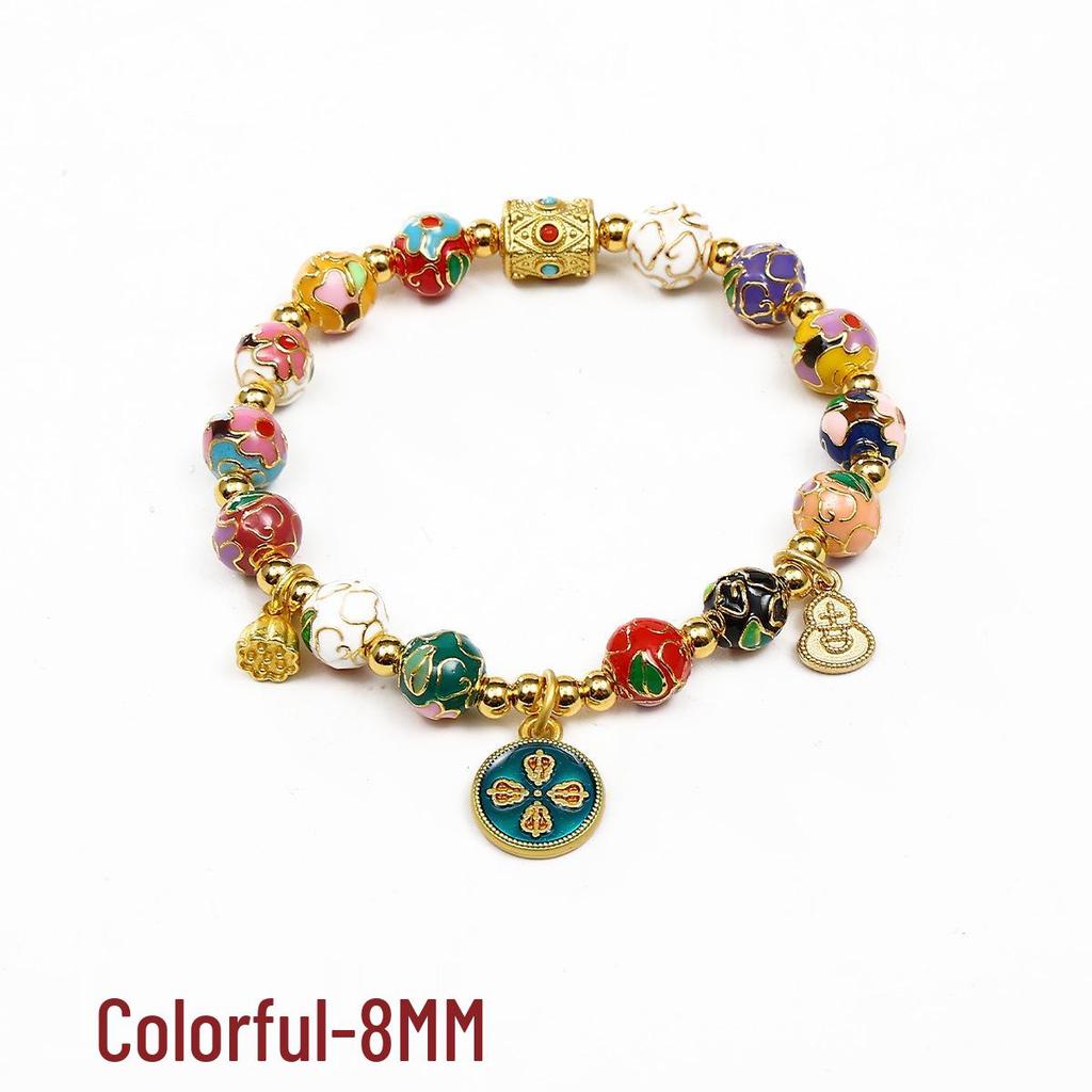 Cloisonné Five Gods of Wealth Enamel Floral Bracelet for Women