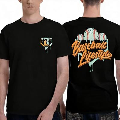 2026 Summer Men Baseball Printed Cotton TShirt Breathable Loose Sweat Absorbing Backstop Youth TShirt Fashion Tops Tees