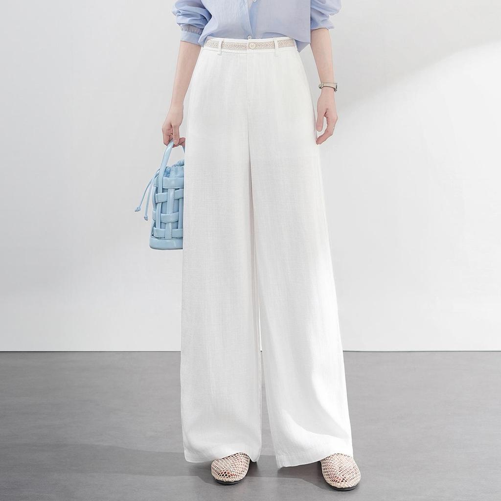 Women's High-Waist Tencel Linen Wide-Leg Pants - Korean Style, Loose Drape, Trendy for Spring/Summer 2026