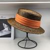 Lafite temperament top hat straw hat women's sun protection sun hat elegant celebrity style flat top hat