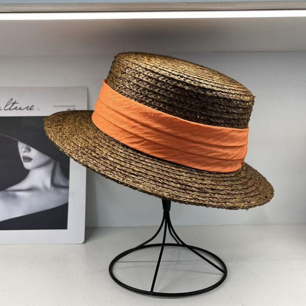Lafite temperament top hat straw hat women's sun protection sun hat elegant celebrity style flat top hat