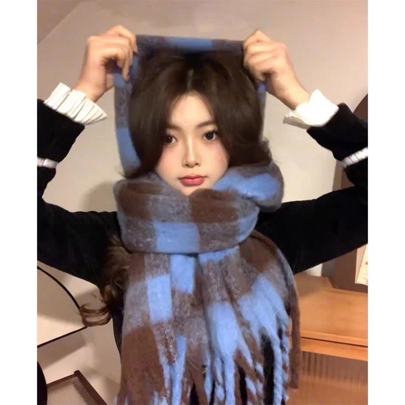 Autumn and winter plaid scarf women's winter high-end sense new versatile warm couple scarf shawl Korean explosion