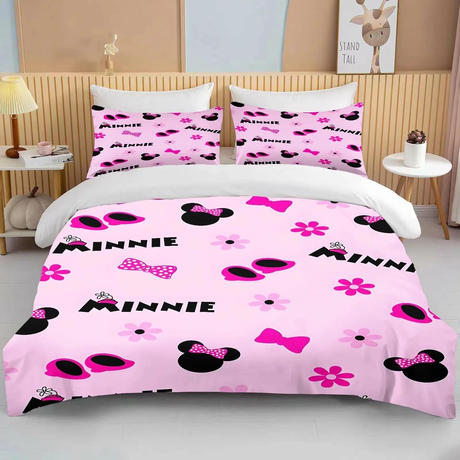

Minnie Mouse Bedding Sets Soft Comforter Cover Bed Cover Duvet Cover Pillow Case 2-3 Pieces Sets Bedroom Decoration EU Single 135x200cm