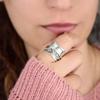 A Vintage Wide Rose Layered Ancient Silver Lady's Ring