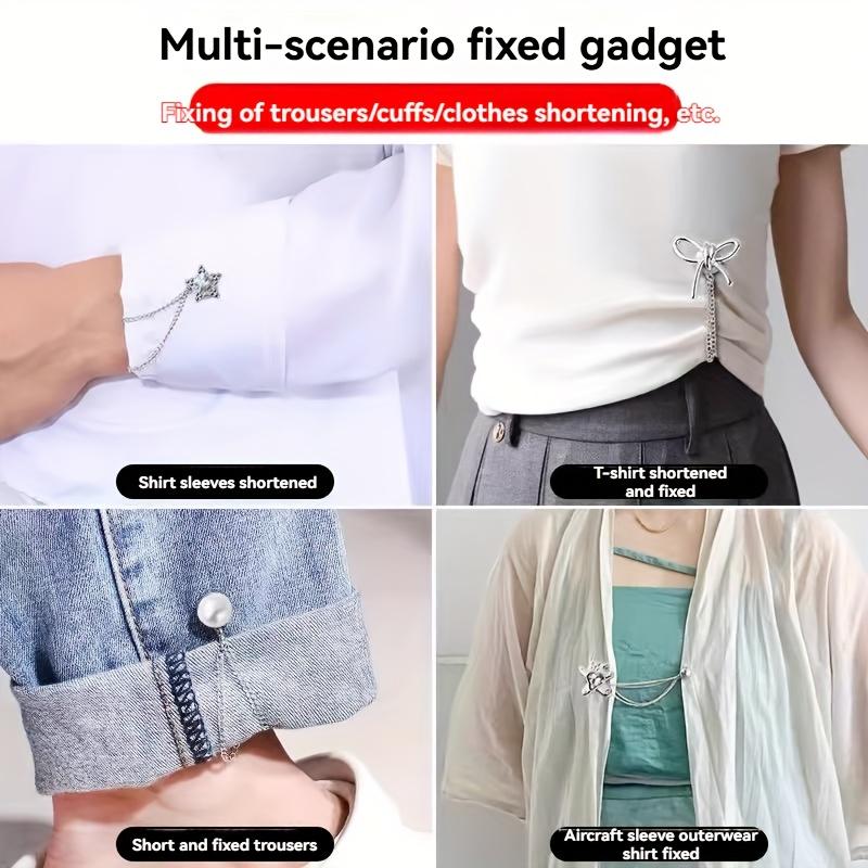 11 Pairs Women'S Adjustable Clothes Clips with Butterfly Decorations - Instant Sleeve Shortening, Suitable for Shirts, Dresses