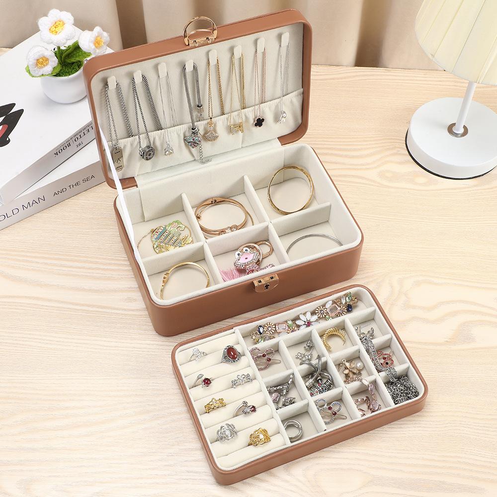 New Special Promotion Portable Pu Leather Jewellery Ring Necklace Storage Case Rectangle Travel Jewelry Box Packaging