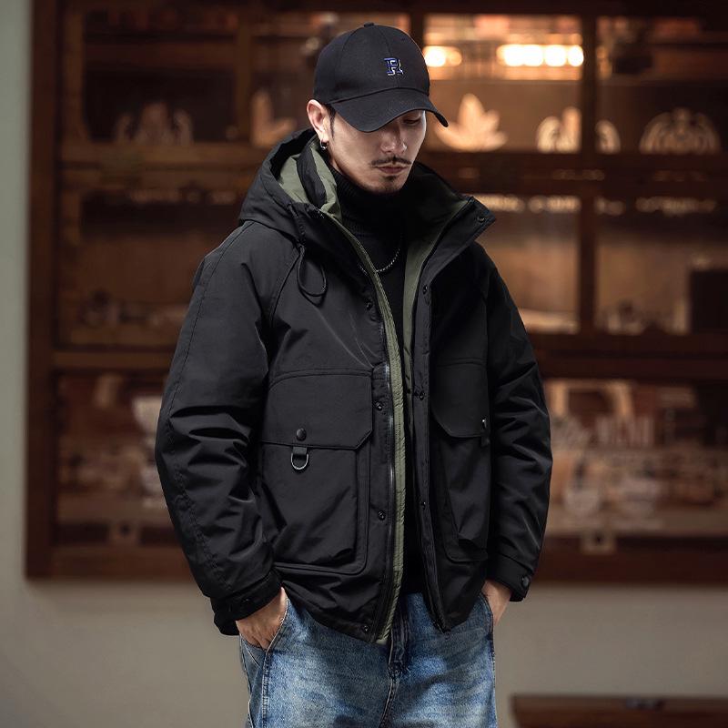 Мужская высококачественная зимняя рабочая парка с капюшоном, 50% пух XL чёрный
