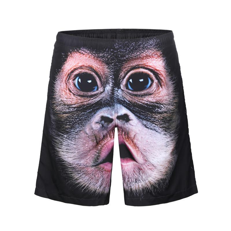 Summer 3D Animal Monkey Pattern Print Shorts Fashionable Casual Beach Men's Shorts