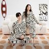 Zebra Print All-Cotton Couple Pajama Set - Long Sleeve, Woven, Brushed, Loose Fit for Spring and Autumn.