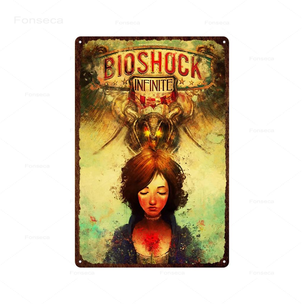 Shooting Game Bioshock Tin Sign Infinite High Quality Retro Meatl Plaques Vintage Wall Art Iron Painting for Home Bar Decoration