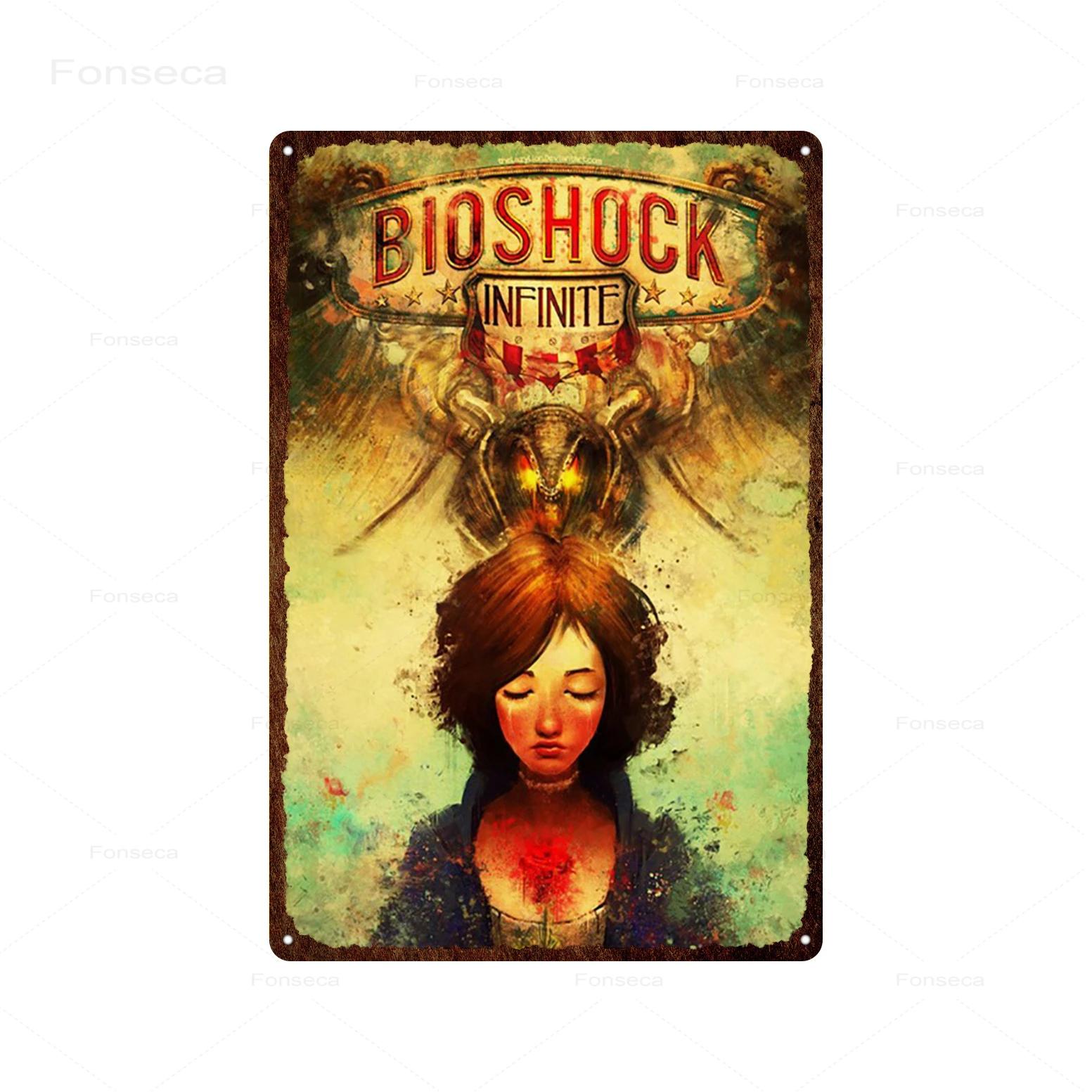

Стрільба Bioshock Tin Sign Infinite High Quality Retro Meatl Plaques Vintage Wall Art Iron Painting for Home Bar Decoration 30x40cm(11.8x15.7inch)