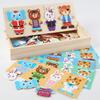 Wooden Dress Up Puzzles Montessori Toys Animal Bear Change Clothes Jigsaw Puzzle Box Matching Games Dressing Kid'S Travel Set
