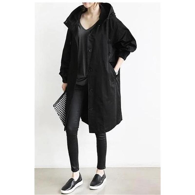 Lässiger Stil Windbreaker Damen Mittellang Kleines Temperament Taille Langarmjacke