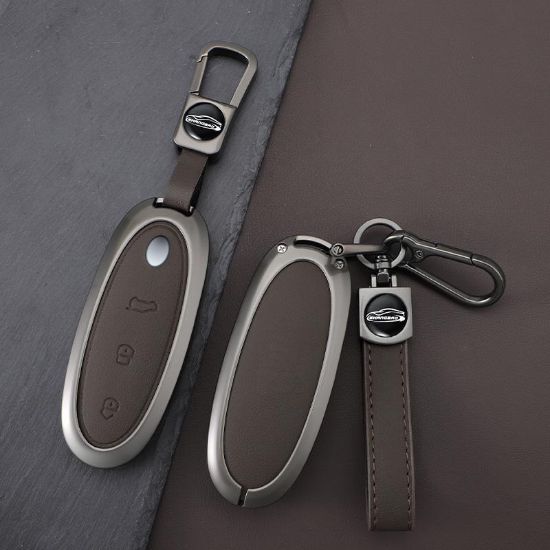 Zinc Alloy + Leather Car Key Case Cover Shell For Dongfeng Nammi 01New Engery High Level Keychain Protective Accessories