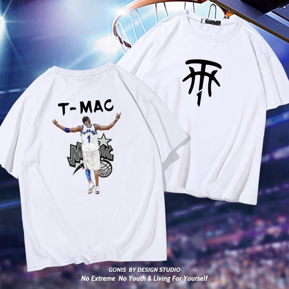 Magic Team No.1 T-shirt for Men, Summer McGrady Jersey, Trendy Loose Short-sleeve Basketball Top