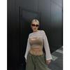 Elegant Stylish European and American Women's Clothing Fall New Arrival Long Sleeves Hollow-out Short Blouse Sexy Sexy Knitwear Tops
