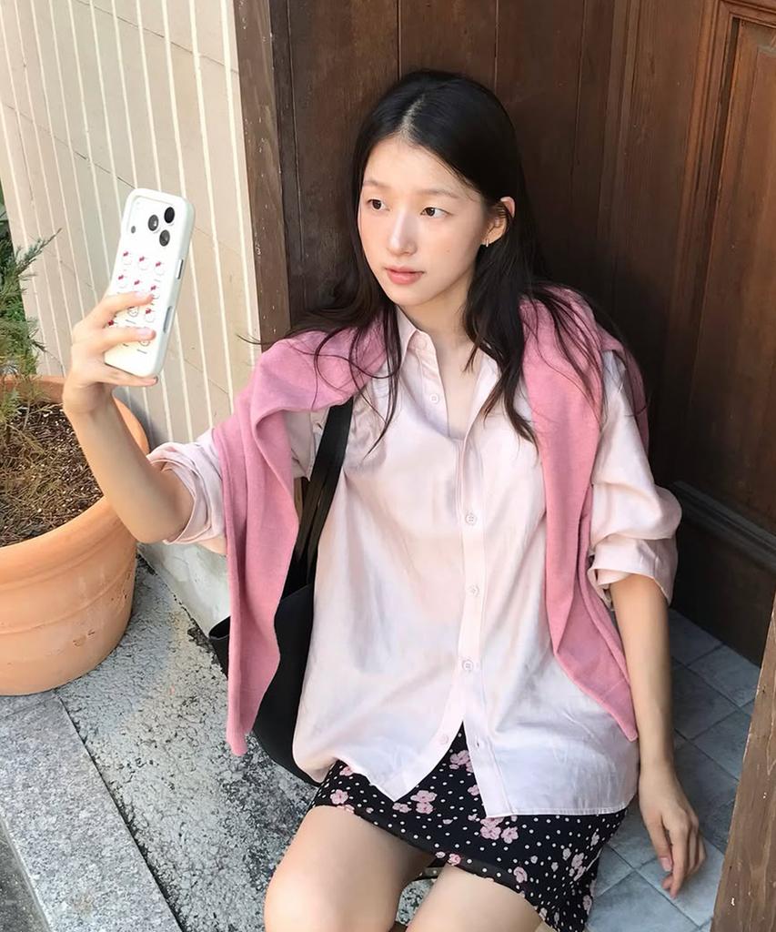 SINOON Sheer Loose Shirt (Light Pink)