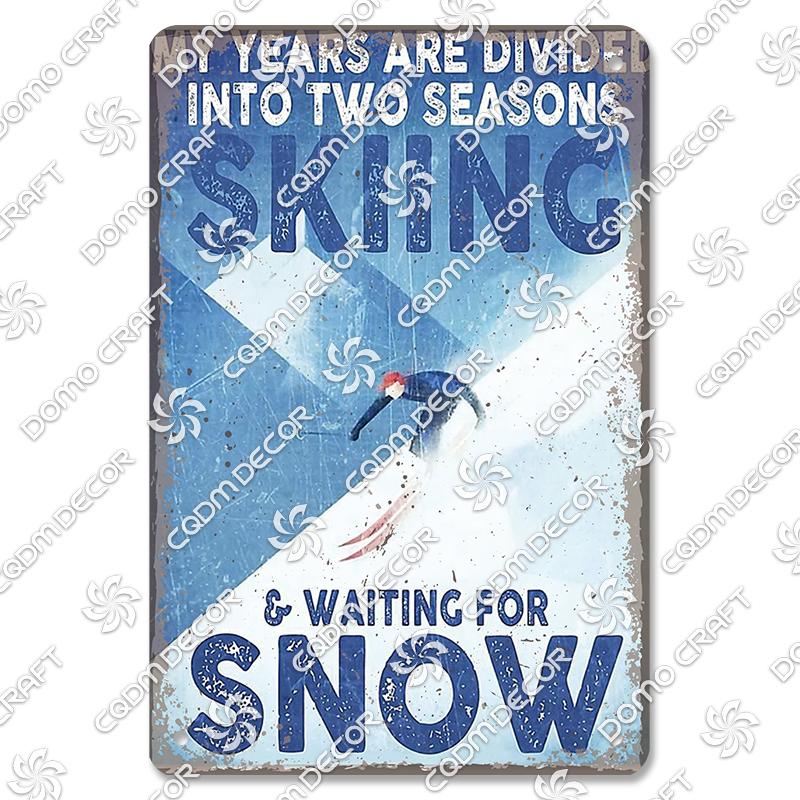 Ski Poster Metall Blechschilder Skipiste Schlitten Winter Skifahren Sport Metallplatte Vintage Wanddeko Geschäft Ski Club Wohnzimmer Zuhause